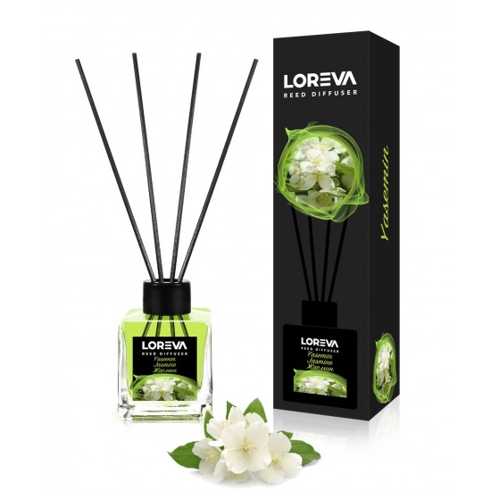 Odorizant De Camera Cu Betisoare Iasomie, Loreva, 100 ml Odorizant De Camera Cu Betisoare Iasomie, Loreva, 100 ml